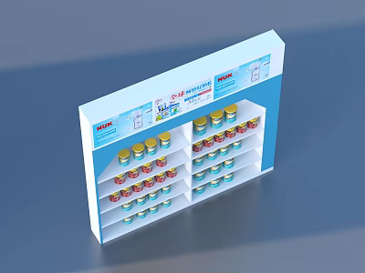 BISSELL Household Supplies Canned Products on Neatly Arranged Multiple Layer Display Shelf 3d model