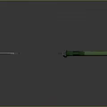 Ergonomic Modern Tactical Weapon With Green Handle And Sharp Metal Blade