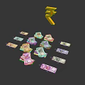 Colorful Indian Rupee Currency Notes With Floating Symbol On Dark Background