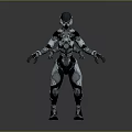 Futuristic Mechanical Game and Movie Character With Metallic Armor and Detailed Humanoid Design