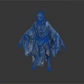 Mythical Werewolf Man in Tattered Robe With Blue Sash Standing Pose