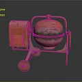 Red Vintage Concrete Mixer Machine With Wheels And Motor Unit Design