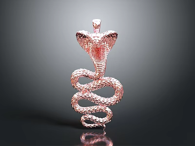 Rose Gold Snake Pendant With Coiled Body And Raised Head Design 3d model