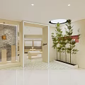 Modern Specialty Store Interior With Glass Door Green Plants And Display Area