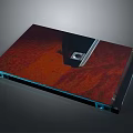 Modern Electronic Device Panel With Red Texture Blue Edge Lighting And Central Silver Port 3d model
