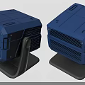 Two Blue Square Projectors Featuring Stand Mount And Ventilation Grilles