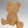 Golden Woven Mesh Teddy Bear Decorative Ornaments Set For Home Decor