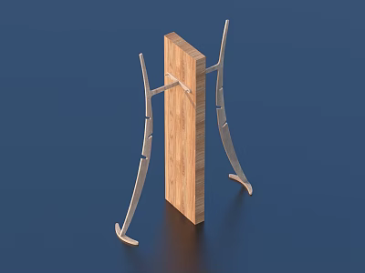 Simple Wooden Rectangular Daily Life Product With Metal Support Stands And Stable Structure 3d model