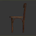 Rustic Wooden Leisure Chair Featuring Slatted Back Curved Legs And Simple Design