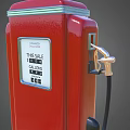 Classic Red Texaco Gas Pump With Star Logo On Top And Fuel Hose Nozzle