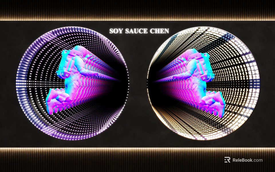 Commercial Equipment For Soy Sauce With Symmetric Circular Design And Purple Blue Hues 3d model 