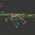 Modern Tactical Rifle Design With Pink Black Yellow Accents And Futuristic Features