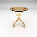 Modern Side Table With Golden Curved Legs And Black Glossy Smooth Tabletop