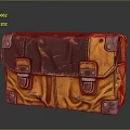 Vintage Yellow And Black Leather Bag With Metal Buckles And Worn Texture