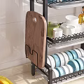 Kitchen Multi Tier Dish Rack With Plates Bowls Knives Cutting Board Fruits And Potted Plant