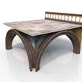 Unique Wooden Table With Arched Legs And Decorative Edge Design