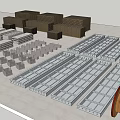Various Building Components 3D Models With Concrete Wood And Structural Elements