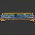 Classic Blue Velvet Sofa With Golden Frame And Rolled Arms Design Details