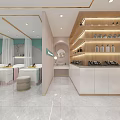 Modern Beauty Hair Salon Interior With Light Blue Walls Counter And Product Shelves