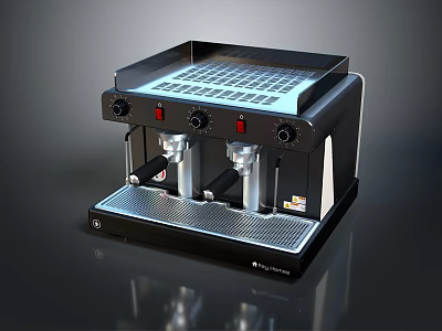 Computerized Espresso Coffee Machine With Dual Metal Nozzles And Control Panel 3d model