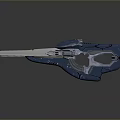Futuristic Sci Fi Weapon With Blue Silver Finish And Glowing Green Accents