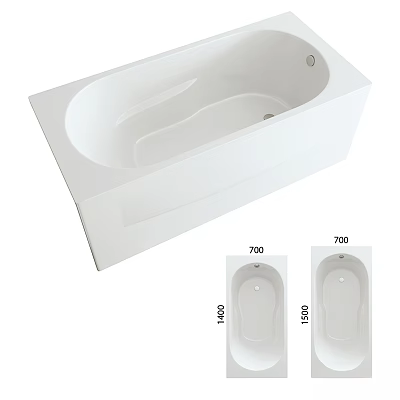 Modern White Freestanding Bathtub Design With 700mm by 1500mm Dimensions And Smooth Surface 3d model