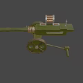 Historical Military Cannon Weapon Design With Long Metal Barrel And Spoked Wheels