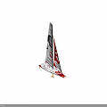 Game Movie Character Featured on Sailboat Model with K-LINE Logo and Red Heart Design