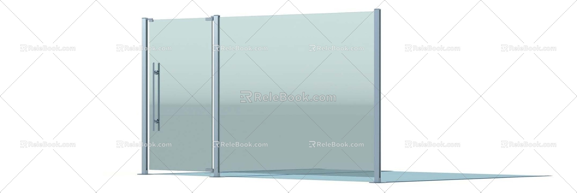 Modern Glass Door Railing 3d model