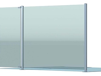 Modern Glass Door Railing 3d model