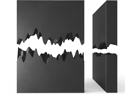 Interior Decorative Modern Black Room Divider Featuring Mountain Outline Hollow Design 3d model