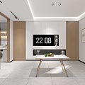 Modern Open Kitchen Interior With White Cabinets Wood Countertop And Green Plants