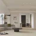 Modern Living and Dining Room Interior With Sofa Coffee Table Dining Chairs And Natural Light