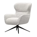 Modern Accent Chair With Soft Plush Fabric Curved Backrest And Metal Base Design