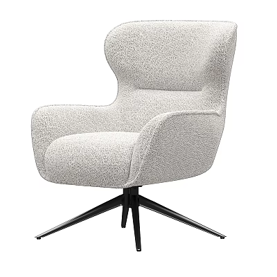 Modern Accent Chair With Soft Plush Fabric Curved Backrest And Metal Base Design 3d model