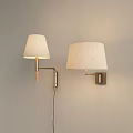 Modern Wall Lamps With White Fabric Lampshades Metal Arms Warm Lighting
