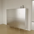 Silver Metal Freestanding Storage Cabinet With Multiple Doors For Modern Interior 3d model