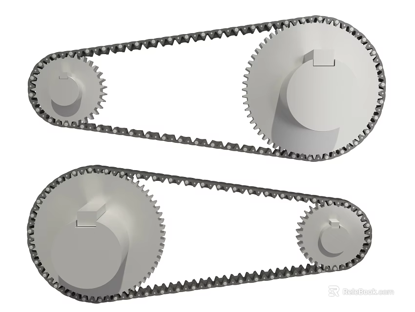 High Quality Automotive Timing Chain And Sprocket Gear Components For Engine Systems 3d model 