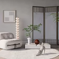 Modern Single Sofa Casual Single Sofa Coffee Table Floor Lamp Screen Combination 3d model