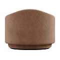 Modern Single Seater Sofa With Curved Arms And Brown Fabric Upholstery