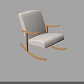 Modern White Upholstered Rocking Chair with Wooden Arms and Simple Design
