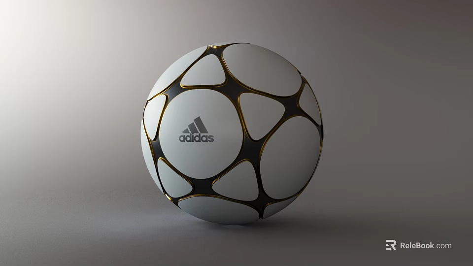 Adidas Professional Soccer Ball With White Black Gold Geometric Pattern Design 3d model 