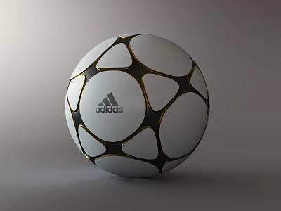 Adidas Professional Soccer Ball With White Black Gold Geometric Pattern Design 3d model