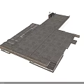 Industrial Metal Grate Platform Structure With Multi Panel Textured Surface And Small Equipment Unit