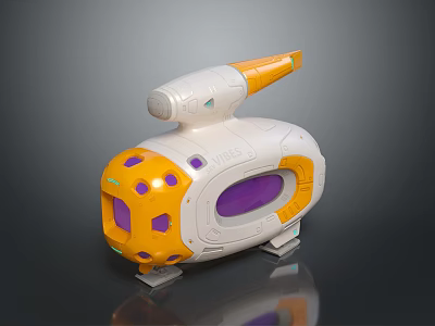 Electric Toy Spaceship With White Orange Purple Design And Interactive Play Features 3d model