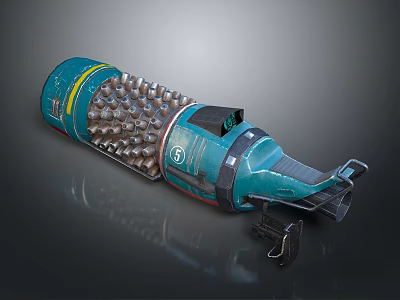 Futuristic Turquoise Motorcycle With Spiked Body And Yellow Stripe Mechanical Design 3d model