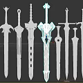 Various Ornate Swords With Different Hilt And Blade Designs For