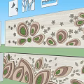 Artistic Feature Wall Interior Design With Floral Patterns Leaf Elements And Natural Tones