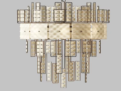 Modern Geometric Chandelier With Metal Frame And Layered Acrylic Panels Design 3d model