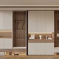 Modern Shoe Cabinet Design With Wooden Slats LED Lighting And Home Entryway Storage
